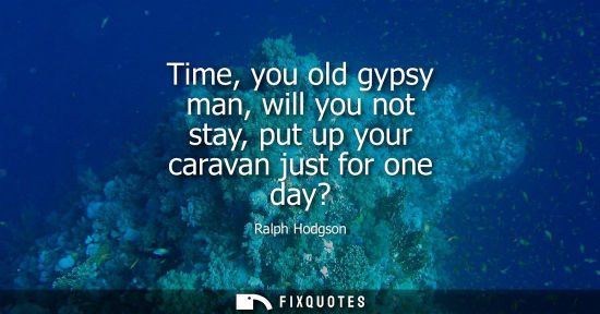 Small: Time, you old gypsy man, will you not stay, put up your caravan just for one day?