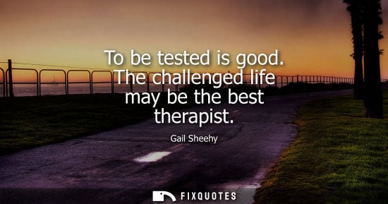 Small: To be tested is good. The challenged life may be the best therapist