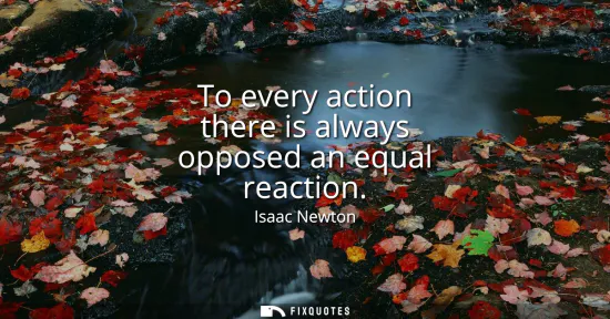 Small: To every action there is always opposed an equal reaction