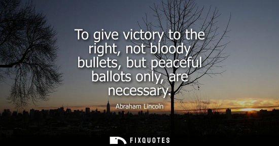Small: To give victory to the right, not bloody bullets, but peaceful ballots only, are necessary