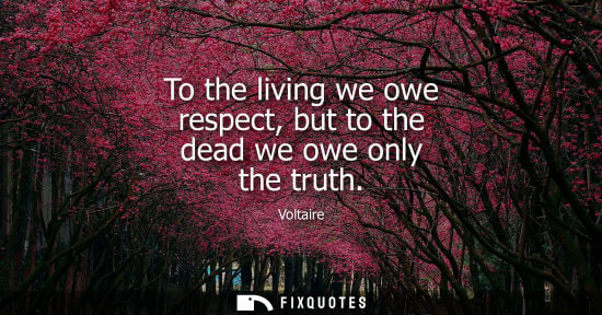 Small: To the living we owe respect, but to the dead we owe only the truth