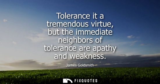 Small: Tolerance it a tremendous virtue, but the immediate neighbors of tolerance are apathy and weakness