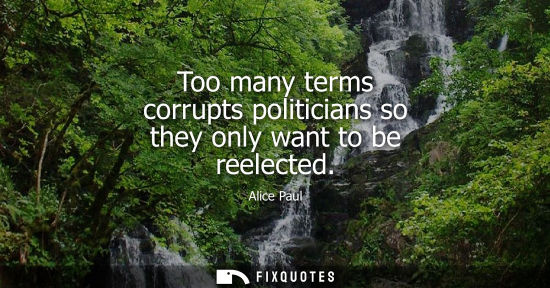 Small: Too many terms corrupts politicians so they only want to be reelected