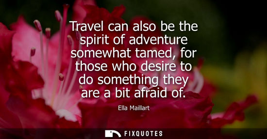 Small: Travel can also be the spirit of adventure somewhat tamed, for those who desire to do something they ar