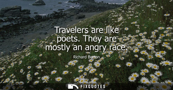 Small: Travelers are like poets. They are mostly an angry race