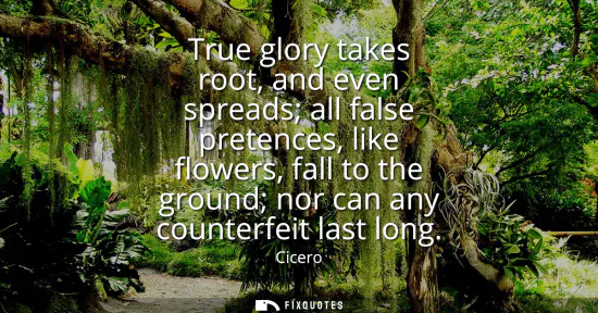 Small: True glory takes root, and even spreads all false pretences, like flowers, fall to the ground nor can any coun