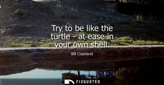 Small: Bill Copeland: Try to be like the turtle - at ease in your own shell