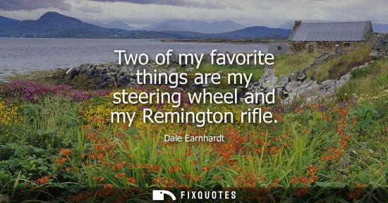 Small: Two of my favorite things are my steering wheel and my Remington rifle - Dale Earnhardt