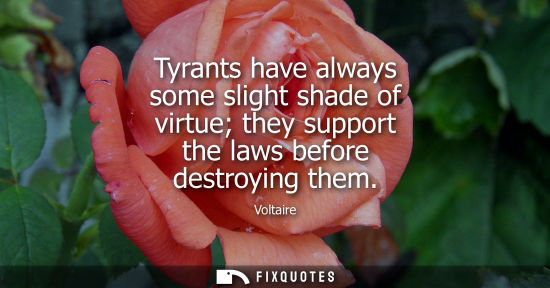 Small: Voltaire - Tyrants have always some slight shade of virtue they support the laws before destroying them