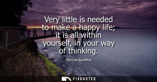 Small: Very little is needed to make a happy life it is all within yourself, in your way of thinking - Marcus Aureliu
