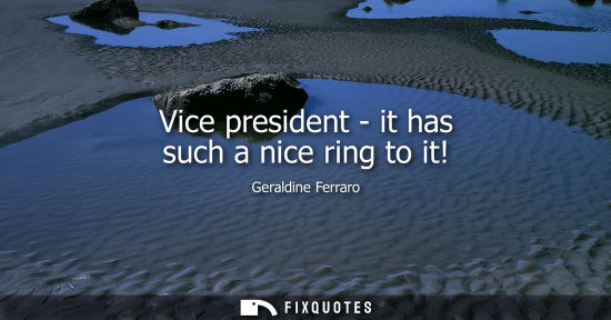 Small: Vice president - it has such a nice ring to it!