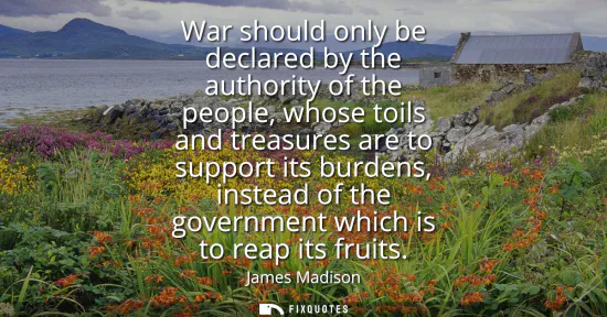 Small: War should only be declared by the authority of the people, whose toils and treasures are to support its burde