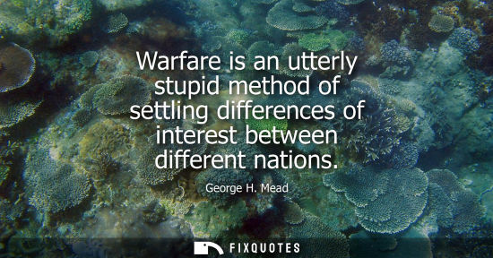 Small: Warfare is an utterly stupid method of settling differences of interest between different nations
