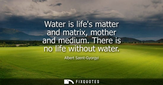 Small: Water is lifes matter and matrix, mother and medium. There is no life without water