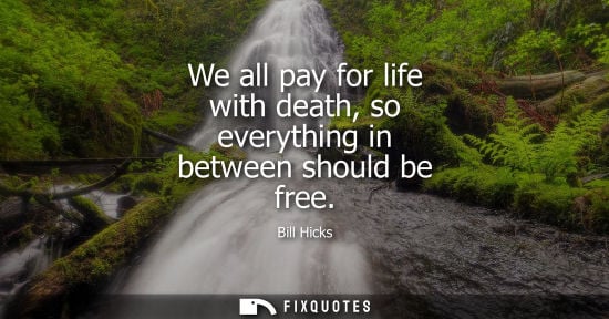 Small: We all pay for life with death, so everything in between should be free