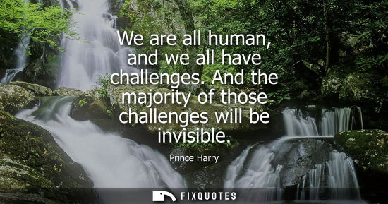 Small: We are all human, and we all have challenges. And the majority of those challenges will be invisible