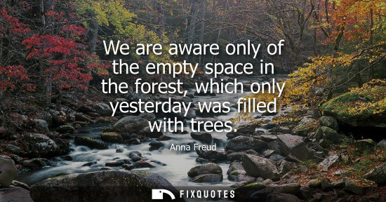 Small: We are aware only of the empty space in the forest, which only yesterday was filled with trees