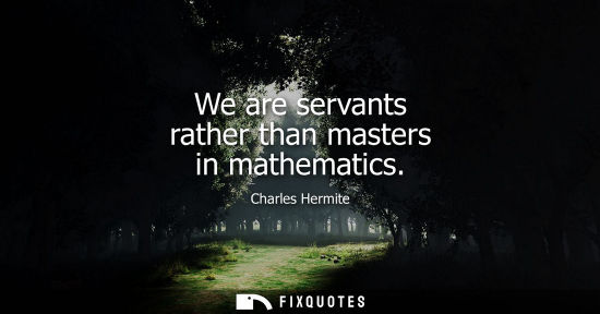 Small: We are servants rather than masters in mathematics