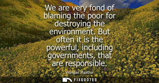 Small: We are very fond of blaming the poor for destroying the environment. But often it is the powerful, including g