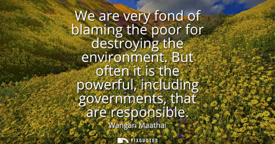 Small: We are very fond of blaming the poor for destroying the environment. But often it is the powerful, including g