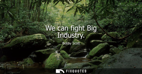 Small: We can fight Big Industry