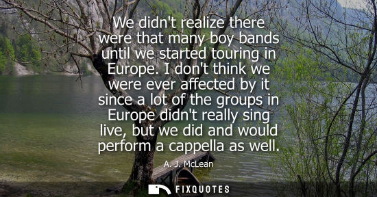 Small: We didnt realize there were that many boy bands until we started touring in Europe. I dont think we wer