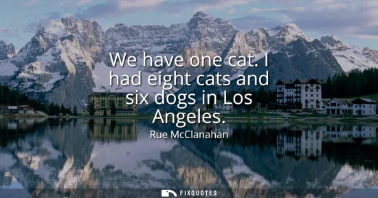 Small: We have one cat. I had eight cats and six dogs in Los Angeles