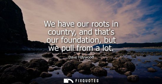 Small: We have our roots in country, and thats our foundation, but we pull from a lot