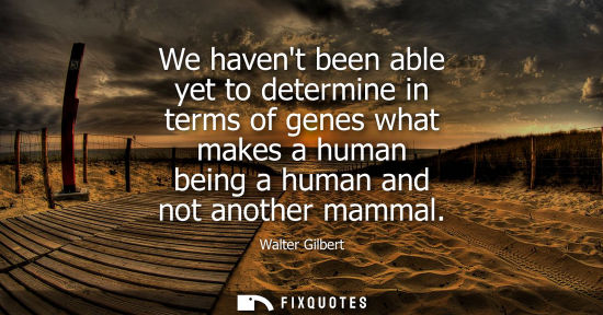 Small: We havent been able yet to determine in terms of genes what makes a human being a human and not another