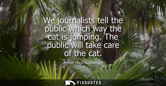 Small: We journalists tell the public which way the cat is jumping. The public will take care of the cat