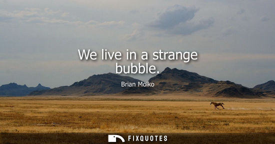 Small: We live in a strange bubble