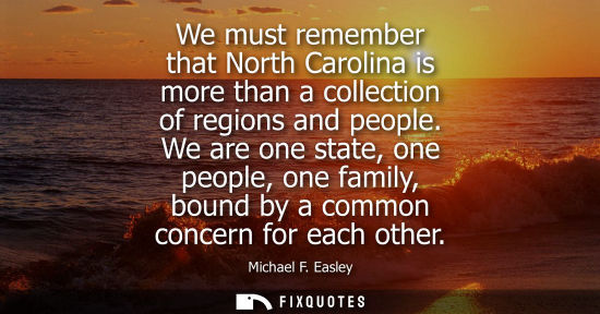Small: We must remember that North Carolina is more than a collection of regions and people. We are one state,