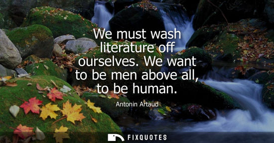 Small: We must wash literature off ourselves. We want to be men above all, to be human