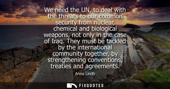 Small: We need the UN, to deal with the threats to our common security from nuclear, chemical and biological w