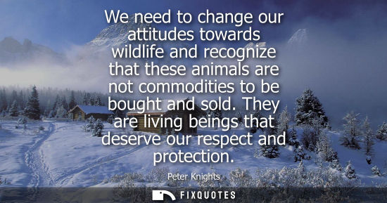 Small: We need to change our attitudes towards wildlife and recognize that these animals are not commodities t