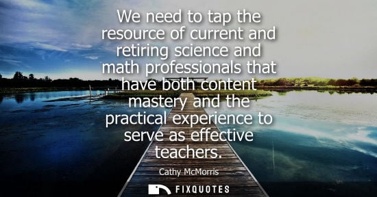 Small: We need to tap the resource of current and retiring science and math professionals that have both content mast