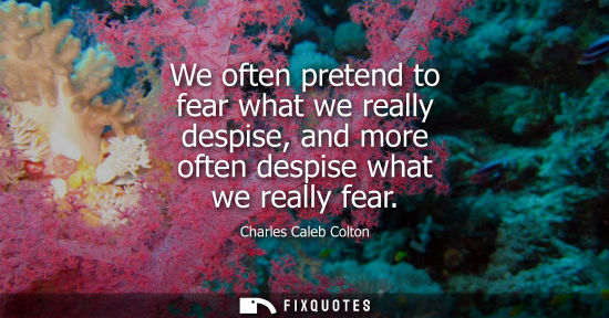 Small: We often pretend to fear what we really despise, and more often despise what we really fear