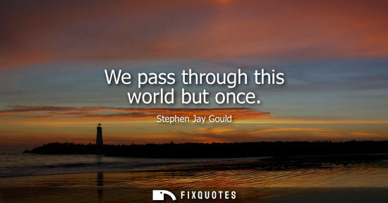 Small: Stephen Jay Gould: We pass through this world but once