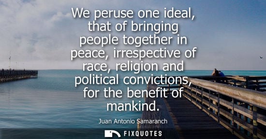 Small: We peruse one ideal, that of bringing people together in peace, irrespective of race, religion and political c