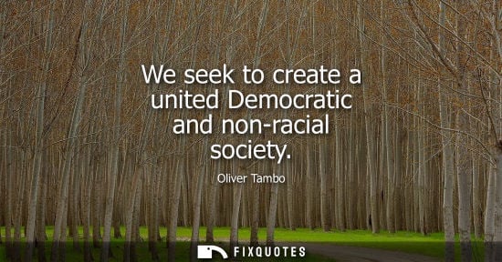 Small: We seek to create a united Democratic and non-racial society