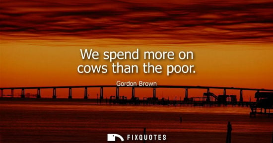 Small: We spend more on cows than the poor