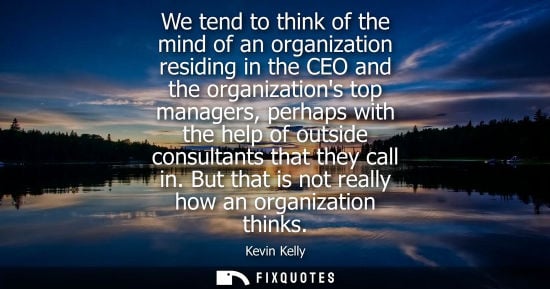 Small: We tend to think of the mind of an organization residing in the CEO and the organizations top managers,