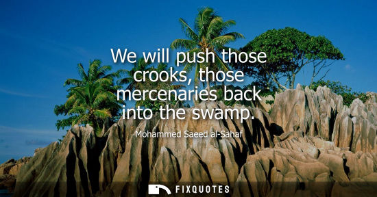 Small: We will push those crooks, those mercenaries back into the swamp