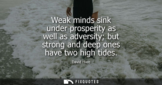 Small: Weak minds sink under prosperity as well as adversity but strong and deep ones have two high tides - David Har