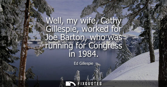 Small: Well, my wife, Cathy Gillespie, worked for Joe Barton, who was running for Congress in 1984