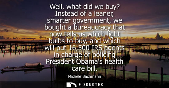 Small: Well, what did we buy? Instead of a leaner, smarter government, we bought a bureaucracy that now tells 