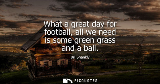 Small: What a great day for football, all we need is some green grass and a ball