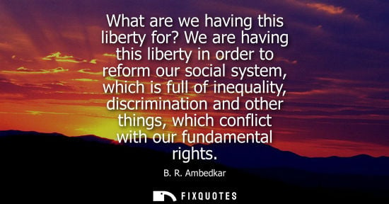 Small: What are we having this liberty for? We are having this liberty in order to reform our social system, w