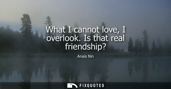 Small: What I cannot love, I overlook. Is that real friendship? - Anais Nin