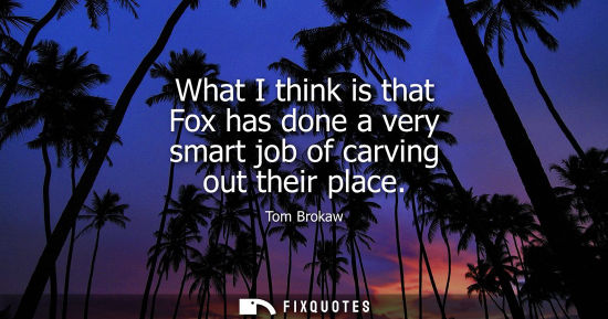 Small: What I think is that Fox has done a very smart job of carving out their place